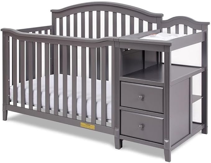 Pemberly Row 4-in-1 Convertible Crib and Changer, Sustainable Gray Pine Wood by PEMBERLYROW