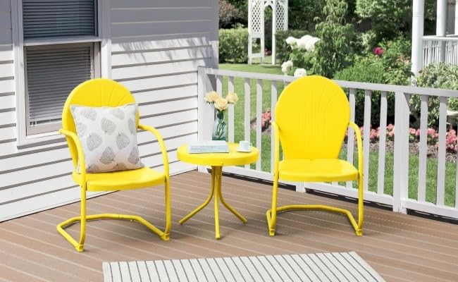 Patio Bistro Set Retro Metal Outdoor Seating Set Conversation Set 3 Pieces - Image 2