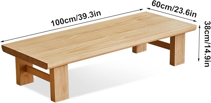 Japanese Style Low Table Multifunctional Rectangle Wooden Farmhouse Cocktail - Image 2
