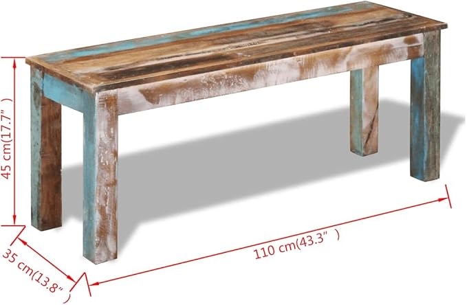 vidaXL Bench Solid Reclaimed Wood Dining Seats Outdoor Home Hall Chair Lounge - Image 3
