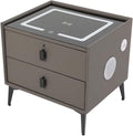 Smart Nightstand w/Fingerprint Lock Drawers, Smart Bedside Table w/USB Charging by Headery