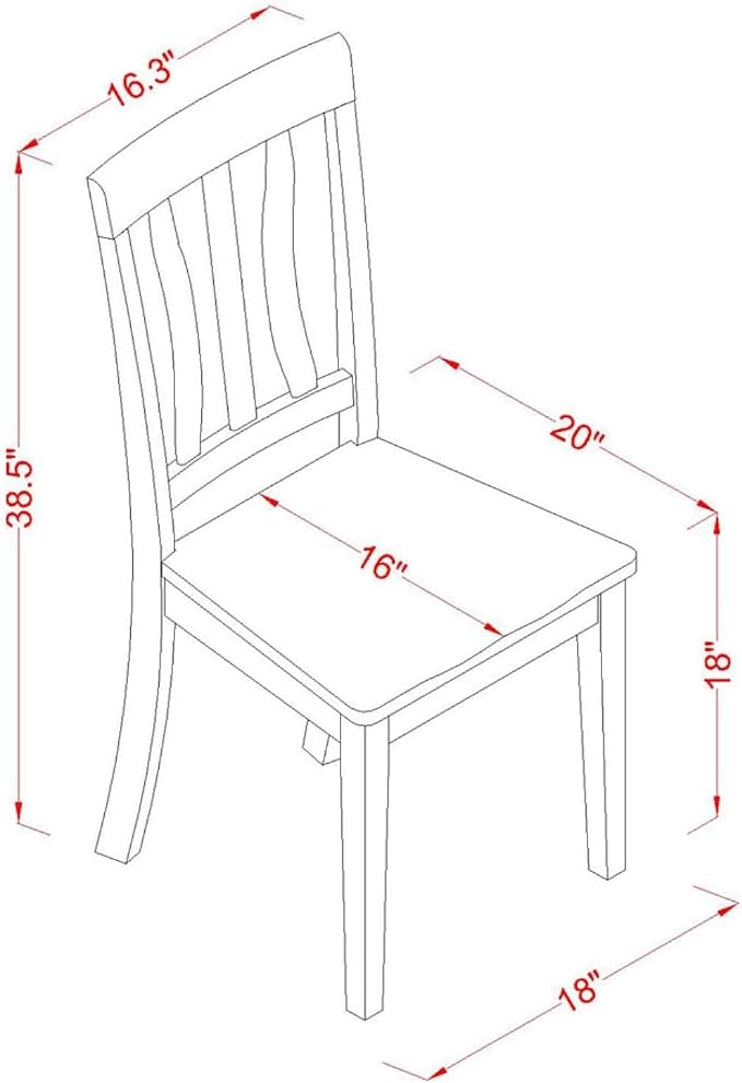 East West Furniture ANC-BLK-W Antique Kitchen Dining Chairs - Image 3