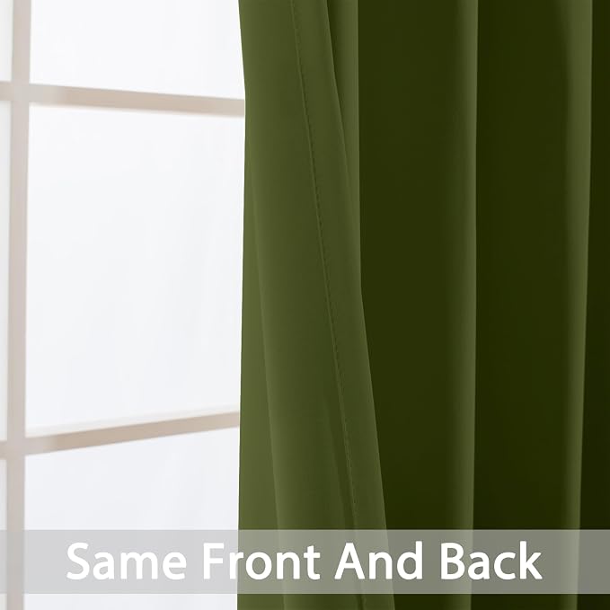 Yakamok Olive Green Blackout Curtains 63 Inches Length - Image 3