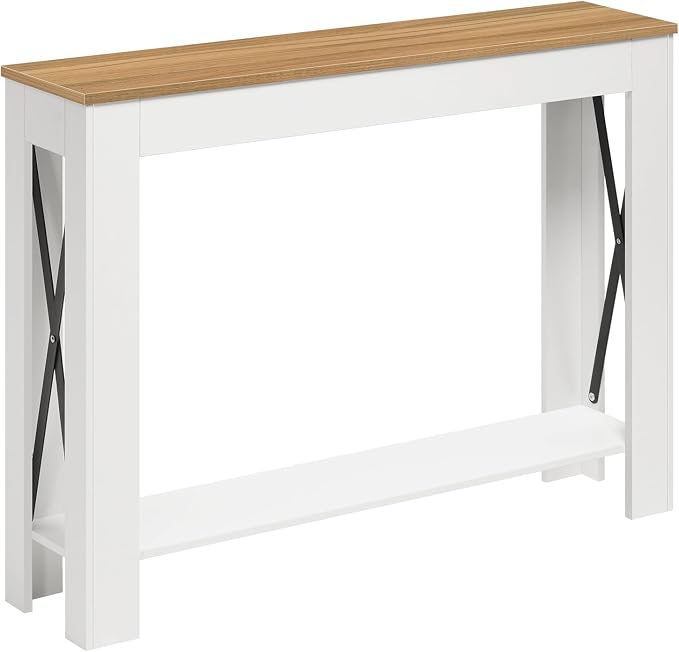 YATINEY Farmhouse Console Table, 39.4'' Small Narrow Entryway Table, Wood Couch by Yatiney