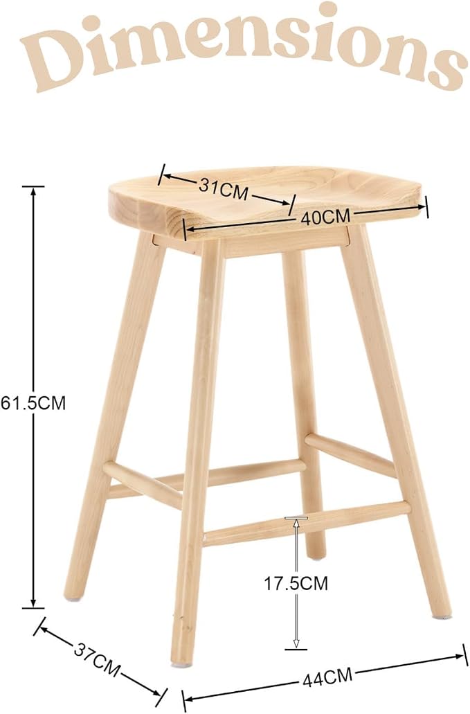 LukeAlon 24.25" Modern Counter Height Bar Stools Set of 4 Wooden Ergonomic - Image 2