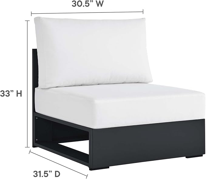 Modway Tahoe Aluminum Armless Patio Gray White Modular Weather-Resistant - Image 3