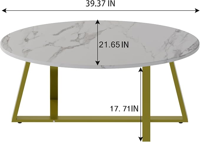Wolawu Coffee Table White Faux Marble Coffee Table - Image 2