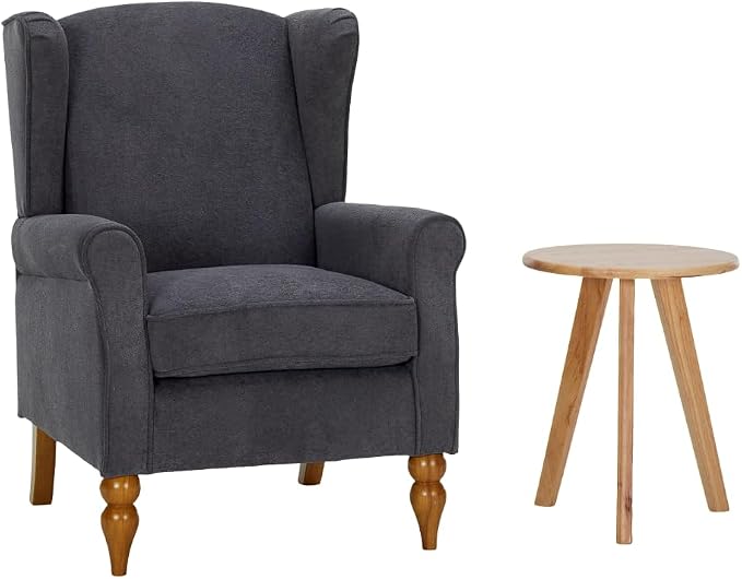 Mid-Century High Wingback Chair, Modern Fabric Accent Chair Armchair by Lin-Utrend
