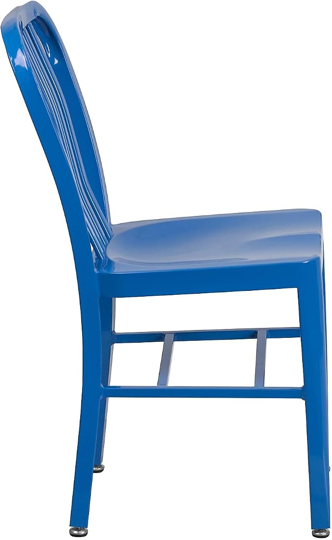 Flash Furniture Commercial Grade Blue Metal Indoor-Outdoor Chair - Image 7