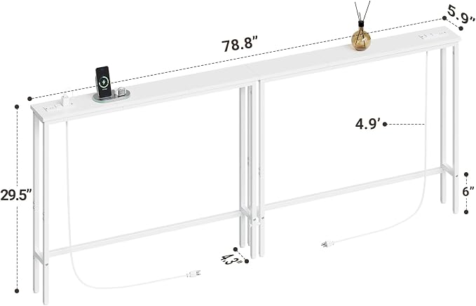 ELYKEN 2 Pack 5.9" Narrow Console Sofa Table - Image 3