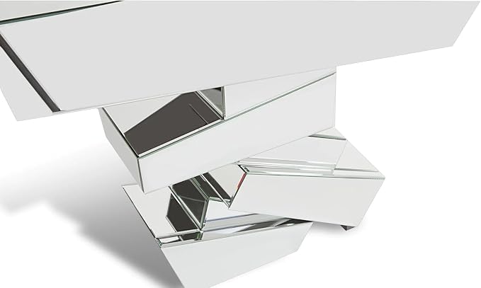 ZURI Furniture Modern Naxos Console Table Mirrored Glass Finish Sharp Geometric - Image 6
