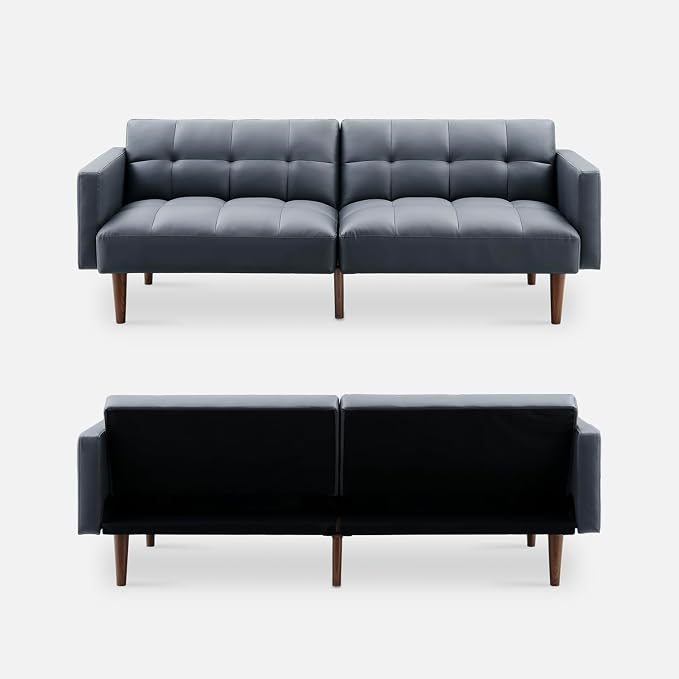 mopio Aaron 76.8" Couch, Small Futon Sofa Bed, Mid Century Modern Futon Couch - Image 9