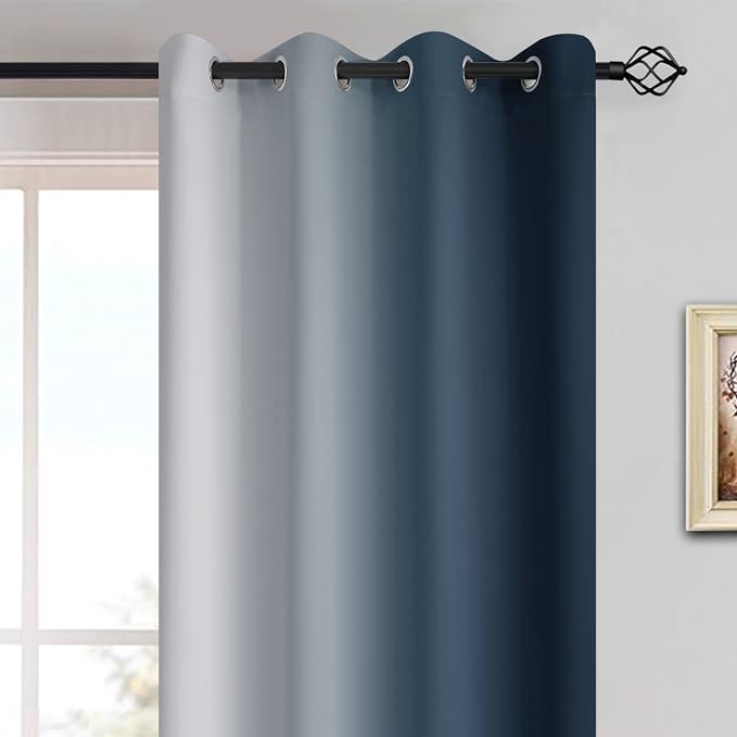 Yakamok Room Darkening Ombre Curtains 84 Inch Length, Light Blocking Grommet - Image 3