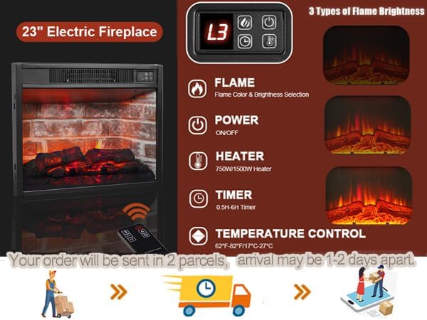 44" LED Lights Electric Fireplace - Image 6