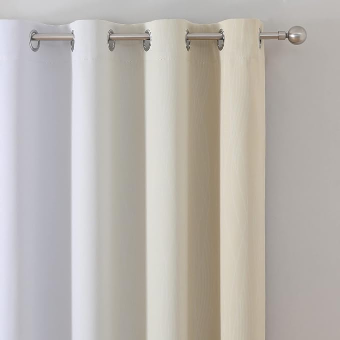 Estelar Textiler Beige and Greyish White Blackout Curtains - Image 4
