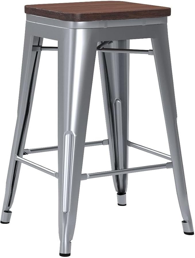 HAOBO Home 26" Backless Metal Counter Stool Height Bar Stools, Barstools - Image 5