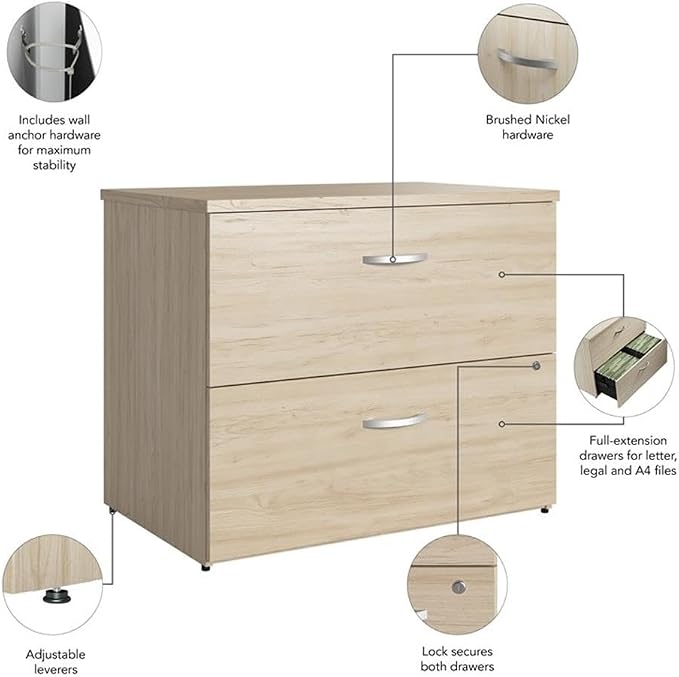 Bush Business Furniture Studio C 2 Drawer Lateral File Cabinet in Natural Elm - Image 6