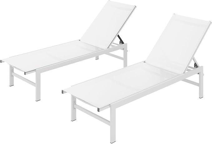 Vexwalx Outdoor Lounge Chairs Set of 2, Aluminum Patio Chaise Lounge Chairs by Vexwalx