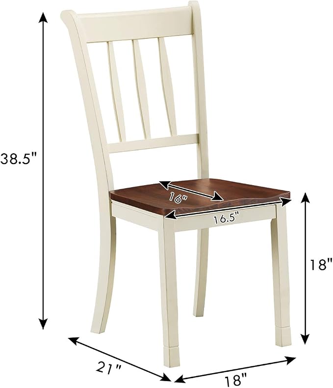 Giantex Wood Dining Chairs Set of 2, Armless Kitchen Chairs w/Solid Rubber Wood - Image 3