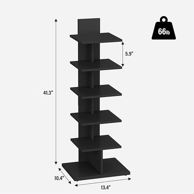 TUTOTAK Narrow Bookshelf, 6-Tier Bookcase, Spine Book Shelf - Image 2