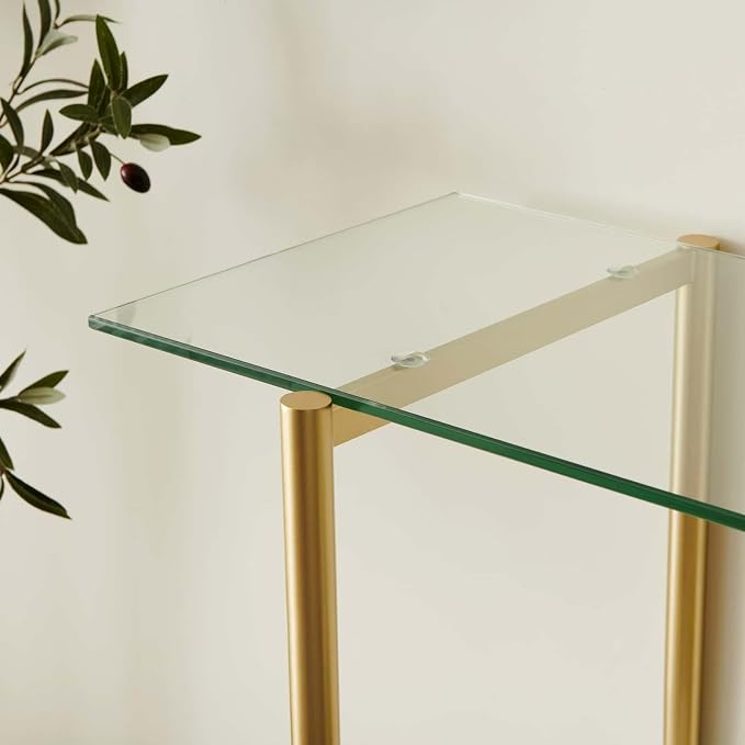 LumFurn Glass Console Table for Living Room, Foyer & Entrance, 2-Tiers - Image 6