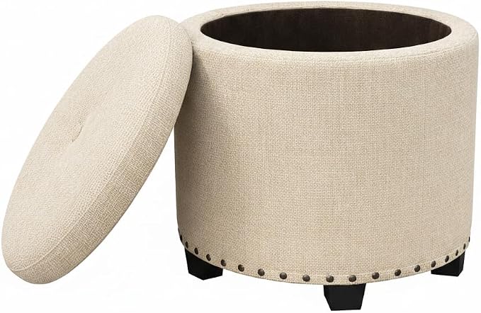 HomePop Home Decor | Upholstered Round Storage Ottoman by HomePop
