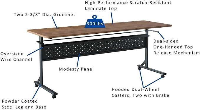 Lorell Shift 2.0 Flip & Nesting Mobile Table - Image 7