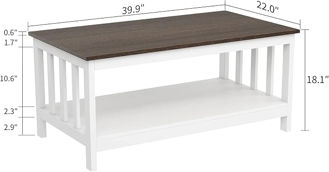 ChooChoo Farmhouse Coffee Table, 40 Inch - Image 2