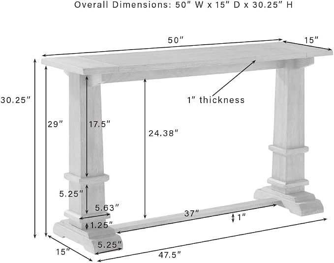 Crosley Furniture Joanna Modern Farmhouse Sofa Console Table - Image 3