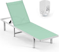 Lounge Chair Outdoor with Wheels, Aluminum Patio Chaise Lounge Chair with 5 by Oasbira