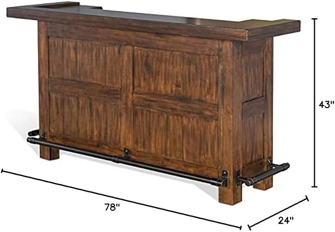 Pemberly Row 78" Farmhouse Wood Freestanding Island Home Bar Unit, Stemware - Image 11