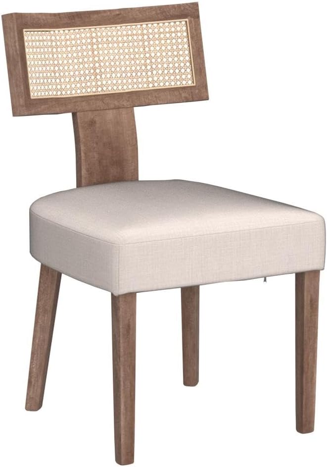HNY Mid Century Modern Rattan Dining Chairs Set of 6, Farmhouse Linen - Image 5