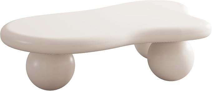 47.2” Cloud Coffee Table with 3 Ball Legs, Modern Irregular Center Table - Image 7