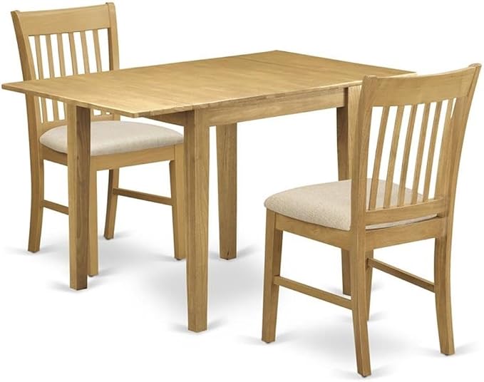 East West Furniture NDNO3-OAK-C 3 Piece Dining Set Contains a Rectangle Dining by EastWestFurniture