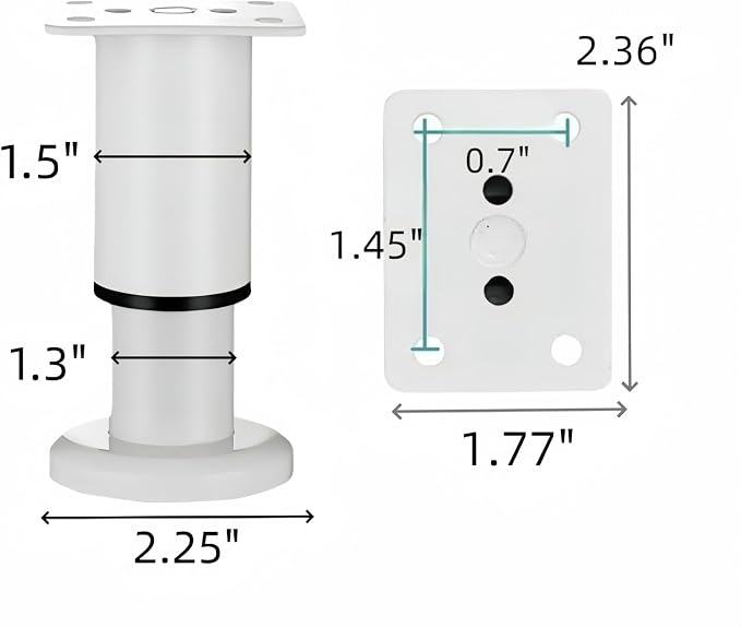 4PCS Adjustable 3.1-4.7 Inch Metal Furniture Legs White Furniture Replacement - Image 2