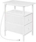 HOOBRO End Table with Charging Station, Narrow Side Table, Nightstand with 2 by HOOBRO