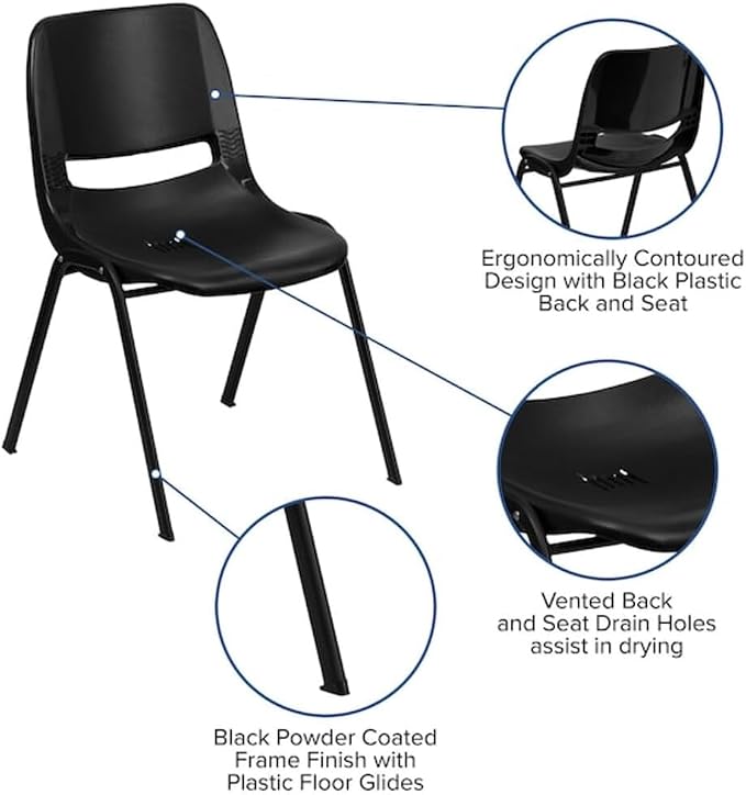 Flash Furniture HERCULES Series 440 lb. Capacity Kid's Black Ergonomic Shell - Image 4