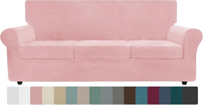 ZNSAYOTX Oversized Velvet Couch Cover 4 Piece Stretch Sofa Covers by ZNSAYOTX