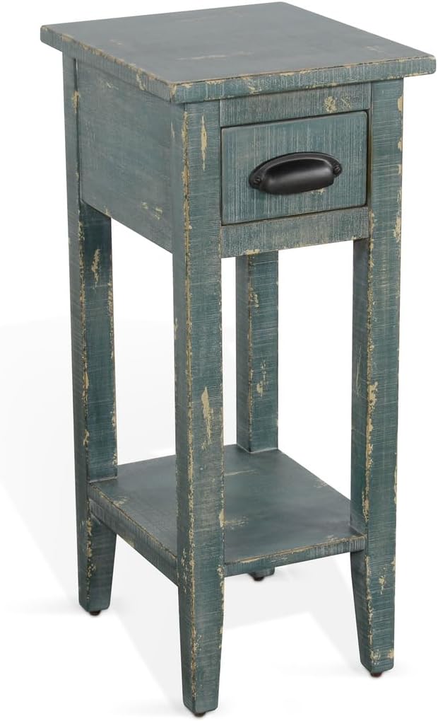 Sunny Designs Marina Farmhouse Mahogany Wood Chair Side Table in Sea Grass Green by Sunny+Designs