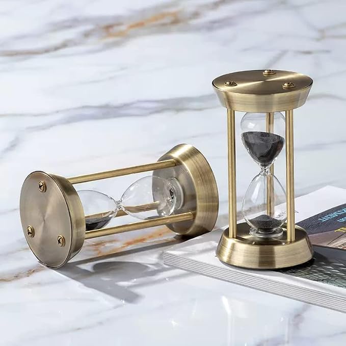 Hourglass Timer, 15 Minutes Hourglass Timer, Embossed White Sand Metal Glass - Image 3
