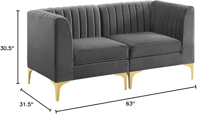 Modway EEI-4346-GRY Triumph Channel Tufted Performance Velvet Loveseat - Image 2