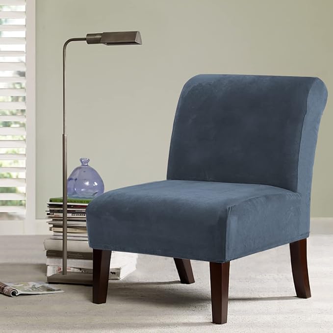 H.VERSAILTEX Armless Accent Chair Covers Thick Velvet Armless Chair Slipcovers - Image 2