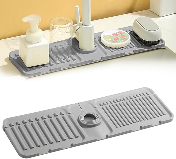 Faucet Mat for Kitchen Sink, 2024 Upgrade Faucet Guard Draining Mat Silicone by Coloday