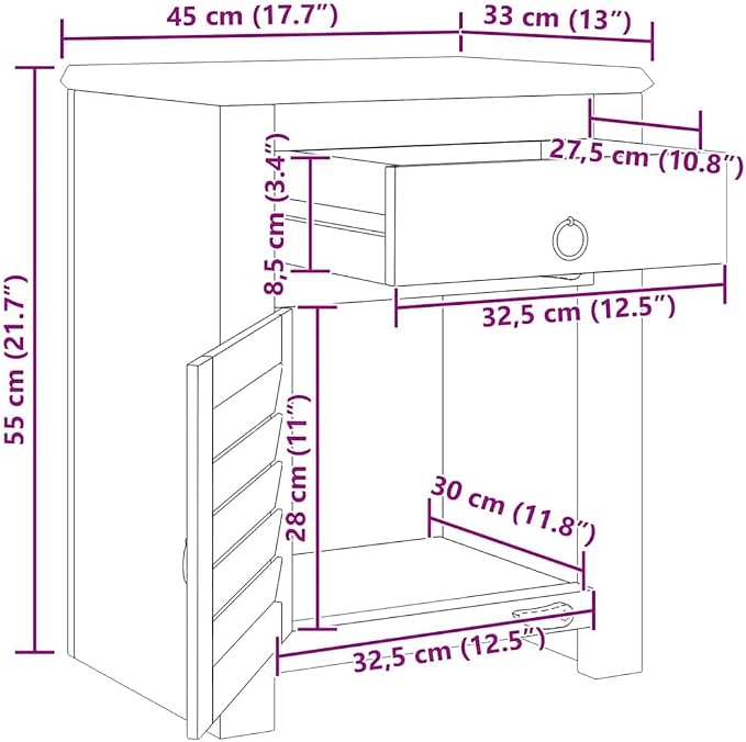 vidaXL End Table w/ 1 Drawer 1 Door Reclaimed Wood Side Storage Cabinet Stand - Image 3