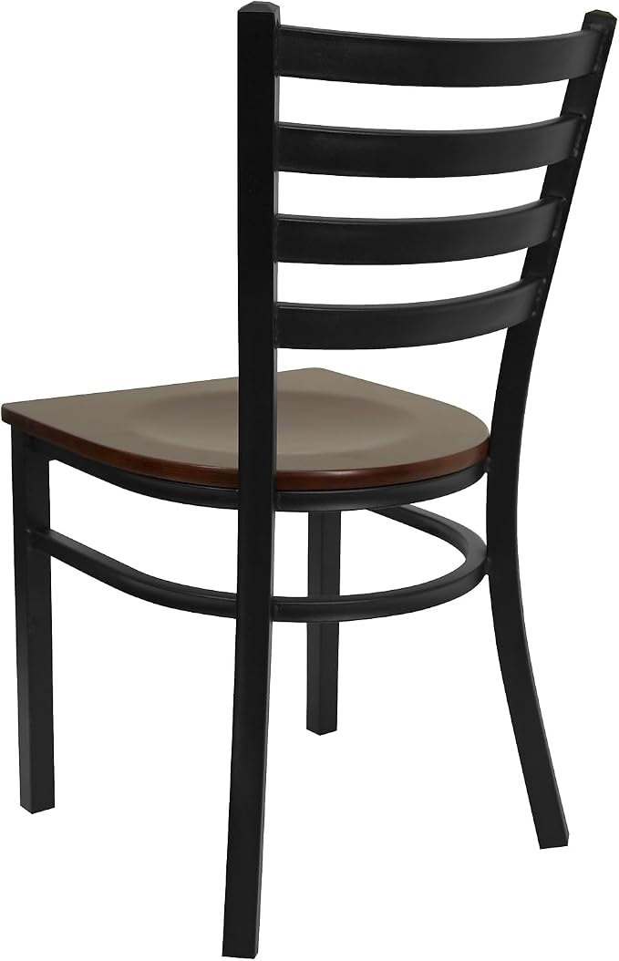 Flash Furniture 2 Pack HERCULES Series Black Ladder Back Metal Restaurant Chair - Image 8