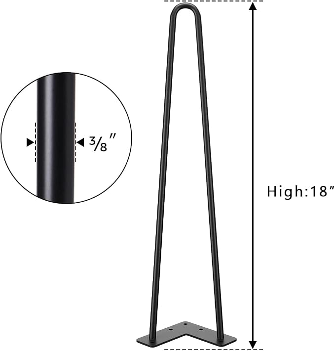 SMARTSTANDARD 18 Inch Heavy Duty Hairpin Furniture Legs, Metal Home DIY Projects - Image 8