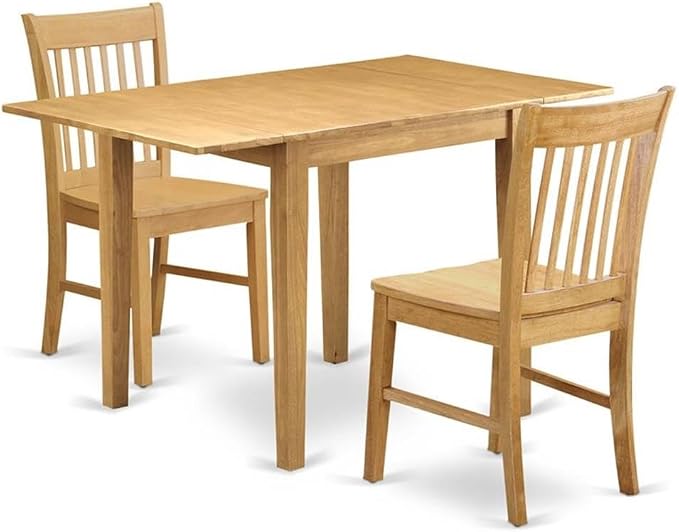 East West Furniture NDNO3-OAK-W 3 Piece Kitchen Table Set by EastWestFurniture