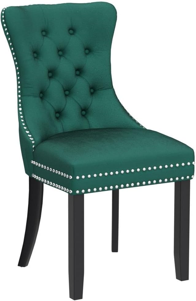 KCC Velvet Dining Chairs Set of 2, Upholstered High-end Tufted Dining Room Chair - Image 5