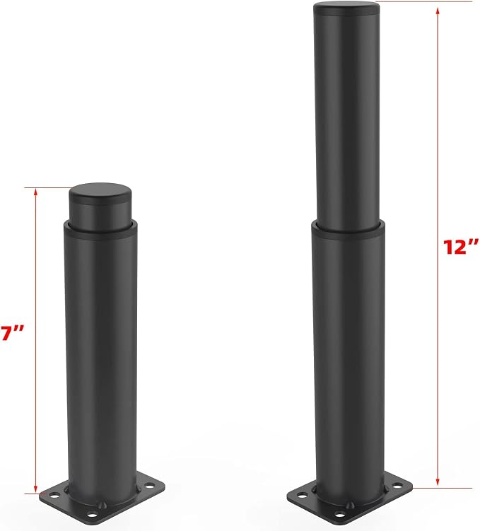 7"-12" Metal Adjustable Furniture Legs, Adjustable Height Replacement Legs - Image 2