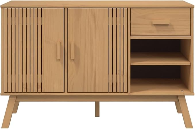 Scandinavian Solid Pine Sideboard, Mid-Century Modern Buffet Cabinet - Image 8